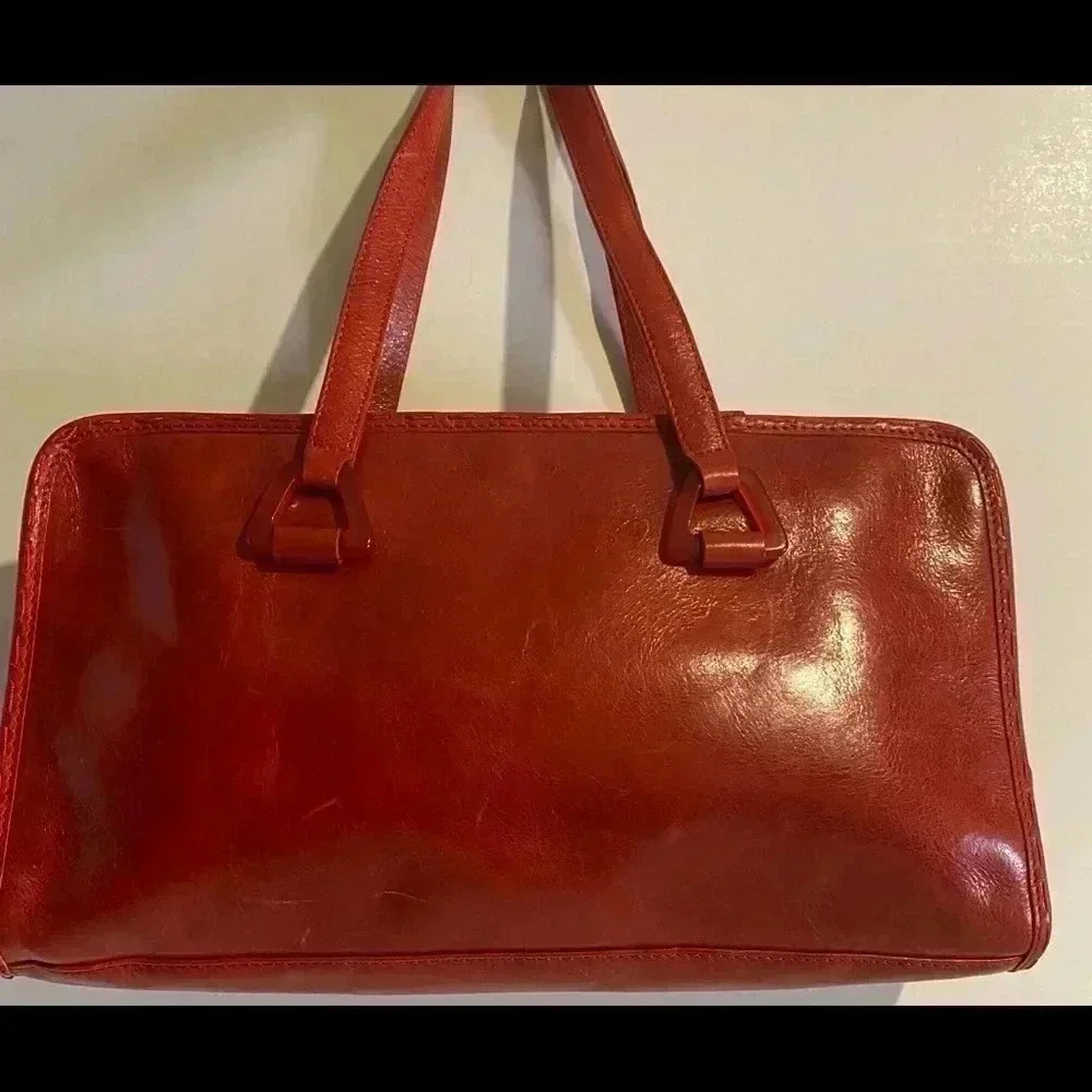 Cole Haan red leather satchel handbag